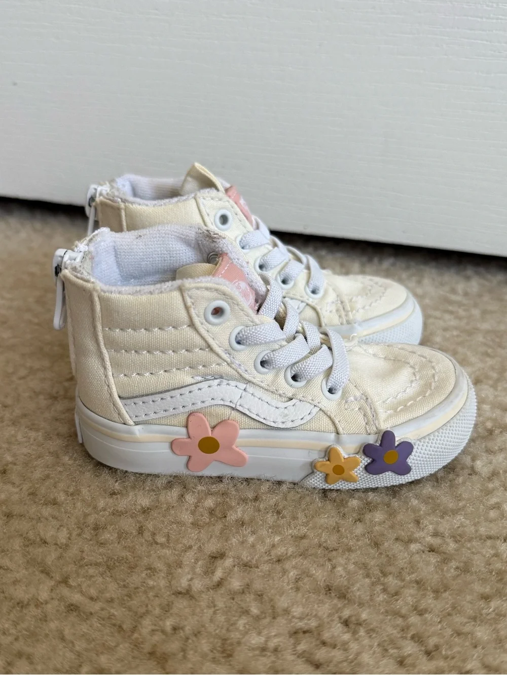 Toddler Vans sk8-hi side zip flower shoes